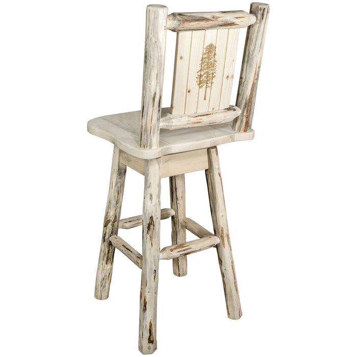Montana Woodworks Montana Barstool Back & Swivel w/ Laser Engraved Design Ready to Finish / Pine Dining, Kitchen, Game Room, Bar MWBSWSNRLZPINE 661890447148