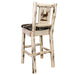 Montana Woodworks Montana Barstool Back Woodland Upholstery w/ Laser Engraved Design Clear Lacquer Finish Lacquered / Elk Dining, Kitchen, Game Room, Bar MWBSWNRVWOODLZELK 661890464473