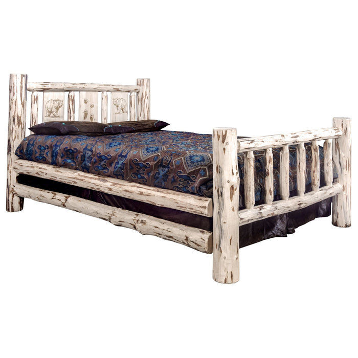 Montana Woodworks Montana Bed w/ Laser Engraved Design Clear Lacquer Finish Bear / California King Beds MWCAKBVLZBEAR 661890431789