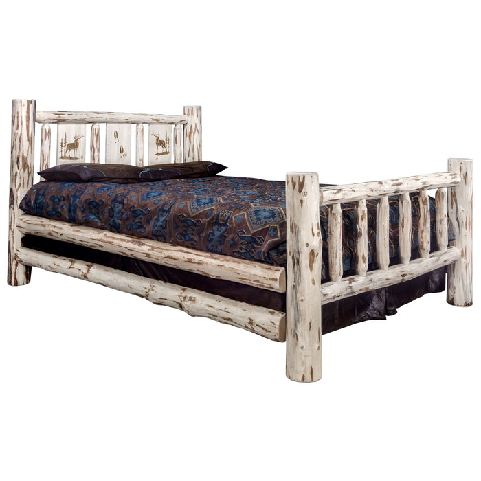 Montana Woodworks Montana Bed w/ Laser Engraved Design Clear Lacquer Finish Elk / King Beds MWKBVLZELK 661890431543