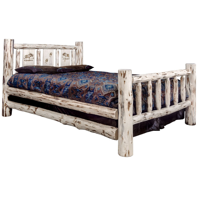 Montana Woodworks Montana Bed w/ Laser Engraved Design Clear Lacquer Finish Moose / California King Beds MWCAKBVLZMOOSE 661890431963