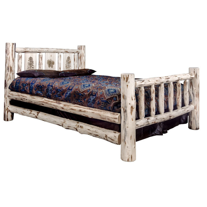 Montana Woodworks Montana Bed w/ Laser Engraved Design Clear Lacquer Finish Pine Tree / California King Beds MWCAKBVLZPINE 661890432021