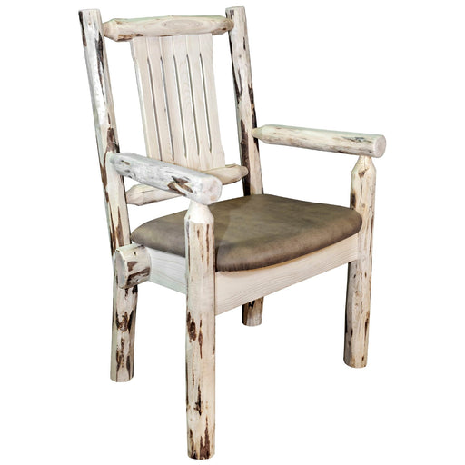 Montana Woodworks Montana Captain's Chair w/ Upholstered Seat Buckskin Pattern Ready to Finish Dining, Kitchen, Home Office MWCASCNBUCK 661890421209