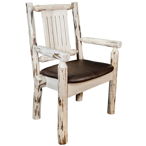 Montana Woodworks Montana Captain's Chair w/ Upholstered Seat Saddle Pattern Ready to Finish Dining, Kitchen, Home Office MWCASCNSADD 661890421261