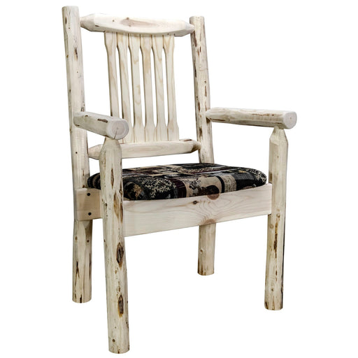 Montana Woodworks Montana Captain's Chair w/ Upholstered Seat Woodland Pattern Ready to Finish Dining, Kitchen, Home Office MWCASCNWOOD 661890466743