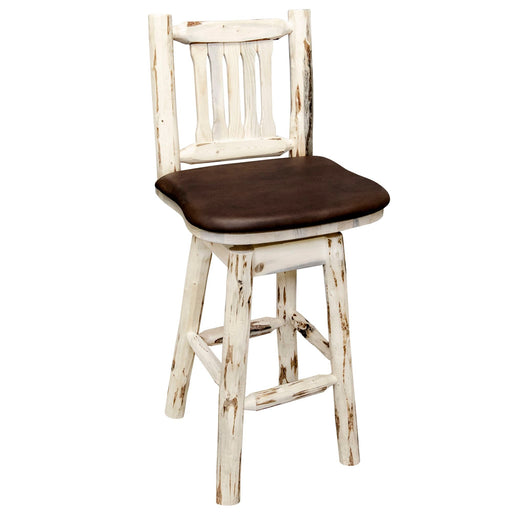 Montana Woodworks Montana Counter Height Barstool Back & Swivel - Saddle Upholstery Ready to Finish Dining, Kitchen, Game Room, Bar MWBSWSNRSADD24 661890423968