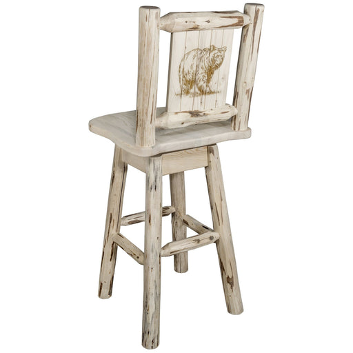 Montana Woodworks Montana Counter Height Barstool Back & Swivel w/ Laser Engraved Design Ready to Finish / Bear Dining, Kitchen, Game Room, Bar MWBSWSNR24LZBEAR 661890452661