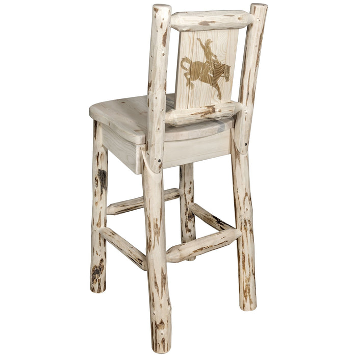 Montana Woodworks Montana Counter Height Barstool Back w/ Laser Engraved Design Lacquered / Bronc Dining, Kitchen, Game Room, Bar MWBSWNRV24LZBRONC 661890451299