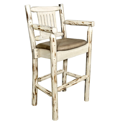 Montana Woodworks Montana Counter Height Captain's Barstool - Buckskin Upholstery Ready to Finish Dining, Kitchen, Game Room, Bar MWBSWCASBUCK24 661890423005