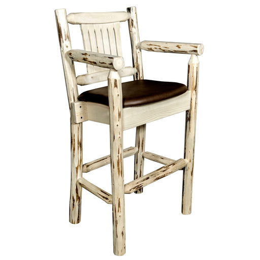 Montana Woodworks Montana Counter Height Captain's Barstool - Saddle Upholstery Ready to Finish Dining, Kitchen, Game Room, Bar MWBSWCASSADD24 661890423067