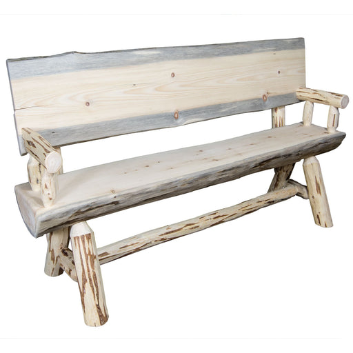 Montana Woodworks Montana Half Log Bench Back & Arms 4 Foot Ready to Finish Dining, Kitchen, Bedroom MWHLBWB4 661890425290