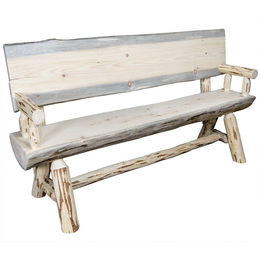 Montana Woodworks Montana Half Log Bench Back & Arms 5 Foot Ready to Finish Dining, Kitchen, Bedroom MWHLBWB5 661890425351