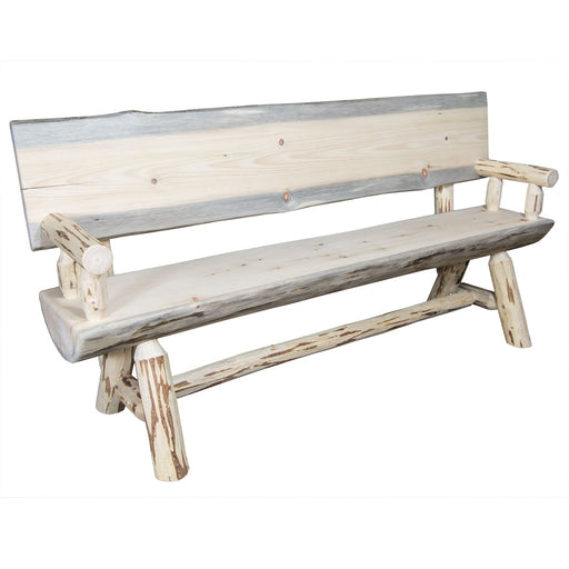 Montana Woodworks Montana Half Log Bench Back & Arms 6 Foot Ready to Finish Dining, Kitchen, Bedroom MWHLBWB6 661890425412