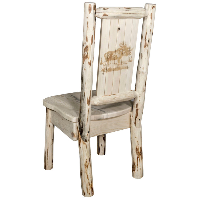 Montana Woodworks Montana Side Chair w/ Laser Engraved Design Lacquered / Moose Dining, Kitchen, Home Office MWKSCNVLZMOOSE 661890426143