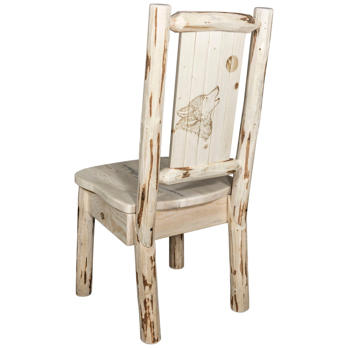 Montana Woodworks Montana Side Chair w/ Laser Engraved Design Lacquered / Wolf Dining, Kitchen, Home Office MWKSCNVLZWOLF 661890426266