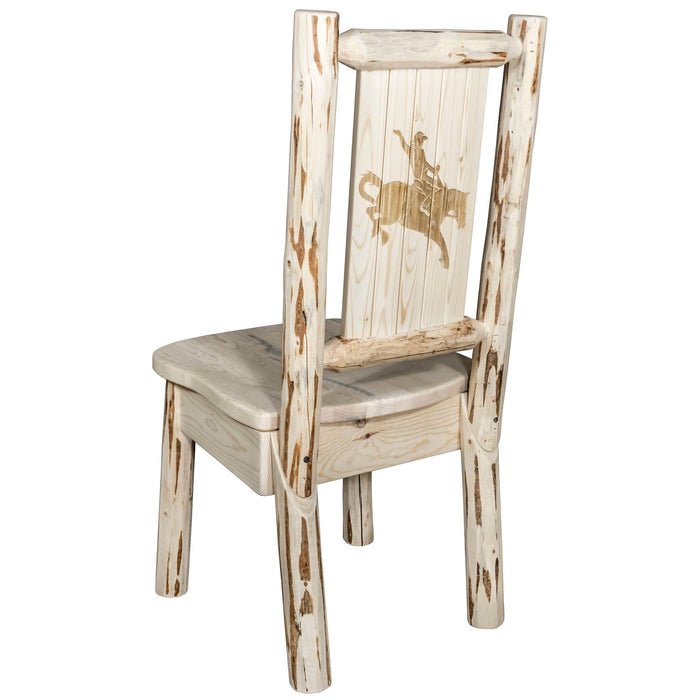 Montana Woodworks Montana Side Chair w/ Laser Engraved Design Ready to Finish / Bronc Dining, Kitchen, Home Office MWKSCNLZBRONC 661890426013