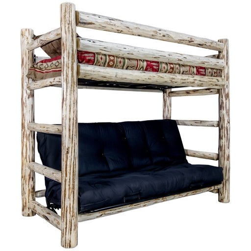 Montana Woodworks Montana Twin Bunk Bed over Full Futon Frame w/ Mattress Ready to Finish Beds MWTWFMR 661890455129