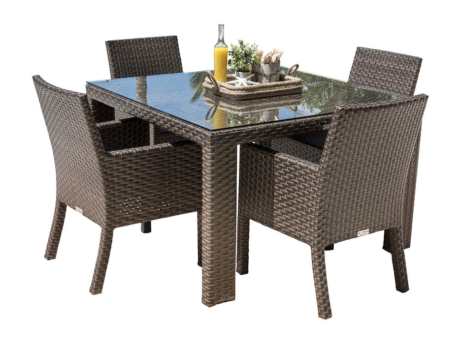 Panama Jack Fiji 5 PC Arm Chair Dining Set with Cushions Standard Dining Set 901-3347-ATQ-5DA-CUSH 811759029828