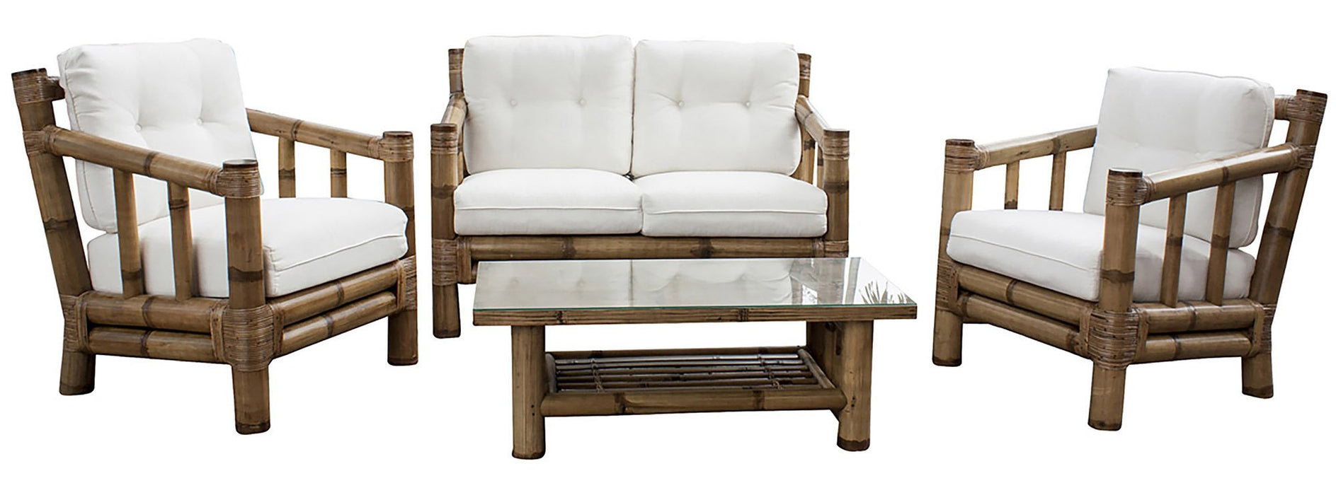 Panama Jack Panama Jack Kauai Bamboo 4 PC Living Set with Cushions Standard Living Set PJS-4001-NAT-4PS 811759028500