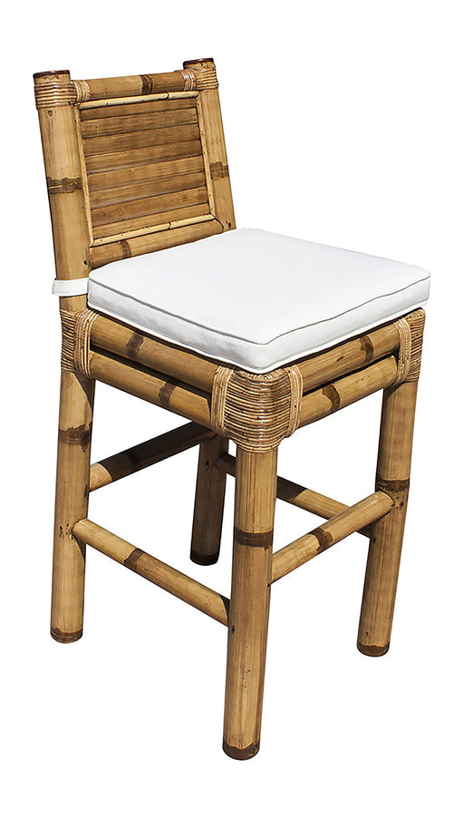 Panama Jack Panama Jack Kauai Bamboo Barstool with Cushion Standard Bar Stools PJS-4001-NAT-BS 811759026940