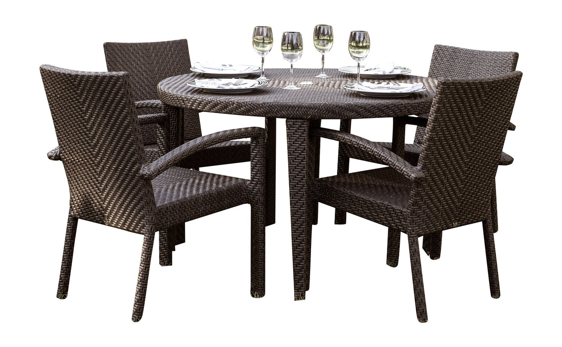 Panama Jack Soho 5 PC Round Dining Arm Chair Group with Cushions Standard Chair 903-3303-JBP-5DA-CUSH 193574082418