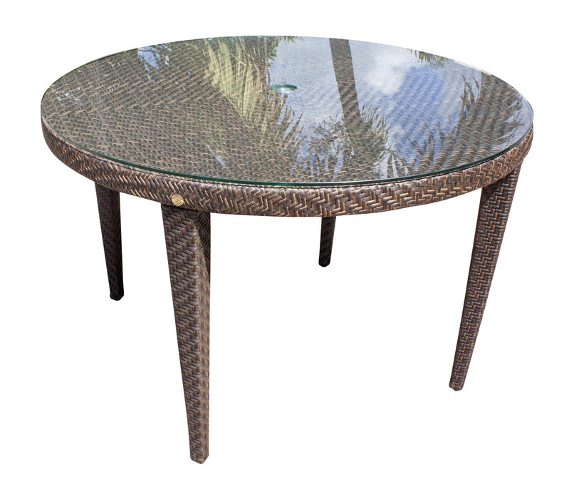 Panama Jack Soho Patio Woven Round 47" Table with Glass Dining Table 903-3303-JBP-GL 811759025370
