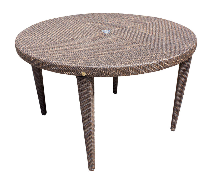 Panama Jack Soho Patio Woven Round 47" Table with Glass Dining Table 903-3303-JBP-GL 811759025370