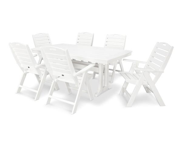 Polywood Polywood 7 Piece Nautical Dining Set White Dining Sets PWS296-1-WH 190609013027