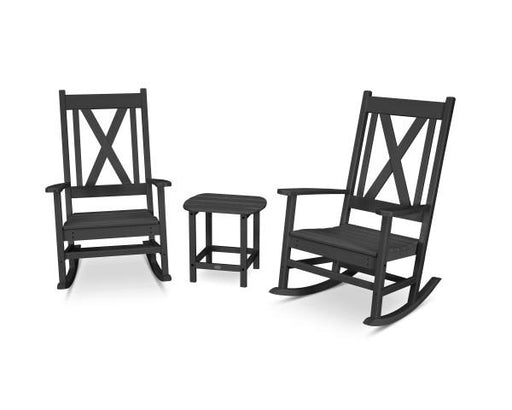 Polywood Polywood Black Braxton 3-Piece Porch Rocking Chair Set Black Rocking Chair PWS473-1-BL 190609114090