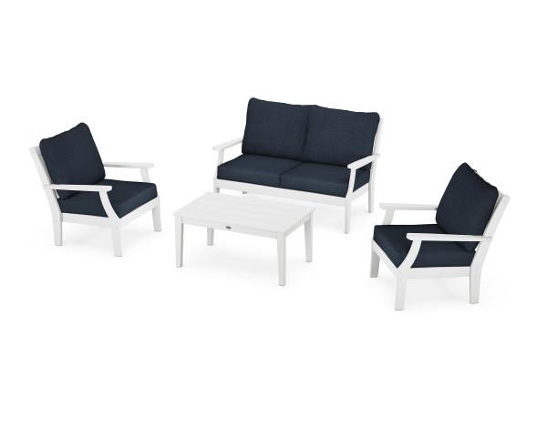 Polywood Polywood Black Braxton 4-Piece Deep Seating Chair Set Black / Grey Mist Seating Sets PWS485-2-BL145980 190609172861