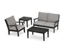 Polywood Polywood Black Braxton 4-Piece Deep Seating Set Black / Grey Mist Seating Sets PWS486-2-BL145980 190609172915
