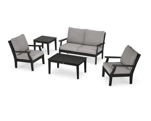 Polywood Polywood Black Braxton 5-Piece Deep Seating Set Black / Grey Mist Seating Sets PWS487-2-BL145980 190609172991