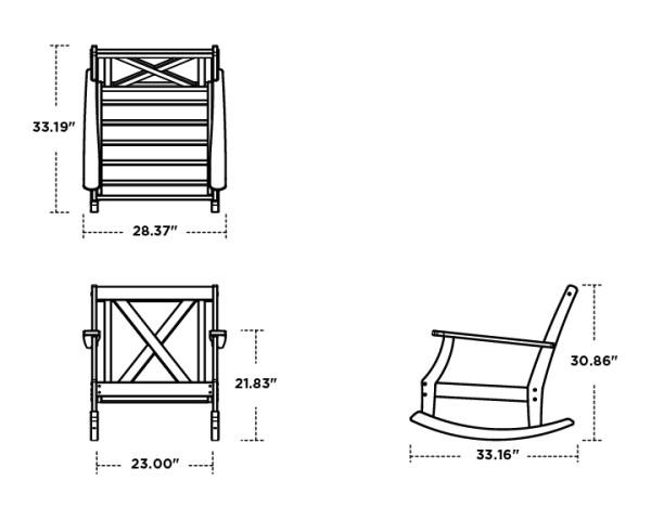 Polywood Polywood Black Braxton Deep Seating Rocking Chair Black / Grey Mist Rocking Chair 4501R-BL145980 190609134906