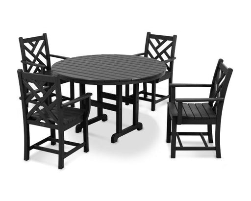 Polywood Polywood Black Chippendale 5-Piece Round Arm Chair Dining Set Black Dining Sets PWS122-1-BL 190609080500