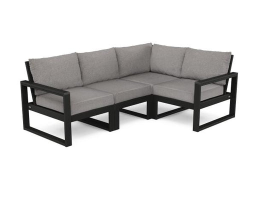Polywood Polywood Black EDGE 4-Piece Modular Deep Seating Set Black / Grey Mist Seating Sets PWS521-2-BL145980 190609146008