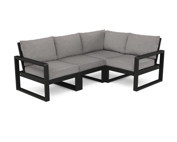 Polywood Polywood Black EDGE 4-Piece Modular Deep Seating Set Black / Grey Mist Seating Sets PWS521-2-BL145980 190609146008