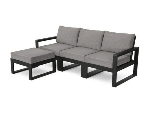Polywood Polywood Black EDGE 4-Piece Modular Deep Seating Set with Ottoman Black / Grey Mist Seating Sets PWS524-2-BL145980 190609146619