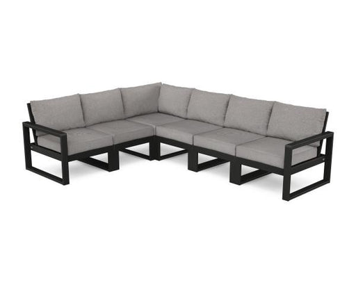 Polywood Polywood Black EDGE 6-Piece Modular Deep Seating Set Black / Grey Mist Seating Sets PWS523-2-BL145980 190609146411