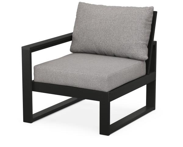 Polywood Polywood Black EDGE Modular Left Arm Chair Black / Grey Mist Arm Chair 4601L-BL145980 190609134234