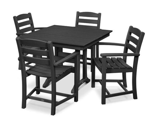 Polywood Polywood Black La Casa Cafe 5-Piece Farmhouse Trestle Arm Chair Dining Set Black Dining Sets PWS437-1-BL 190609083556