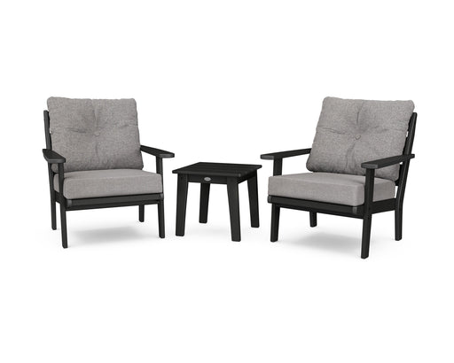 Polywood Polywood Black Lakeside 3-Piece Deep Seating Chair Set Black / Grey Mist Seating Sets PWS518-2-BL145980 190609143946