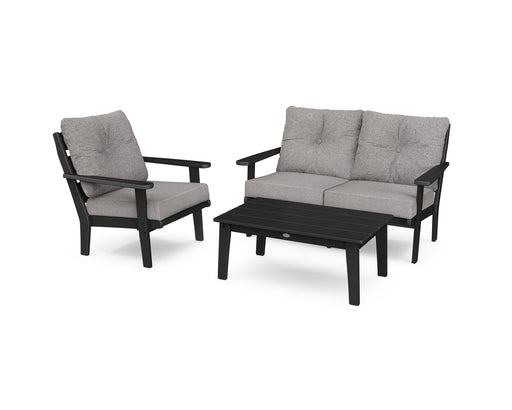 Polywood Polywood Black Lakeside 3-Piece Deep Seating Set Black / Grey Mist Seating Sets PWS519-2-BL145980 190609145612