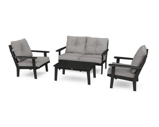 Polywood Polywood Black Lakeside 4-Piece Deep Seating Set Black / Grey Mist Seating Sets PWS520-2-BL145980 190609145810