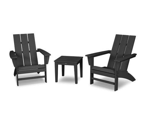 Polywood Polywood Black Modern Adirondack 3-Piece Set Black Adirondack Chair PWS502-1-BL 190609133411