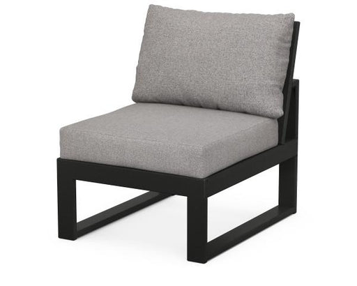 Polywood Polywood Black Modular Armless Chair Black / Grey Mist Chairs 4601C-BL145980 190609140105