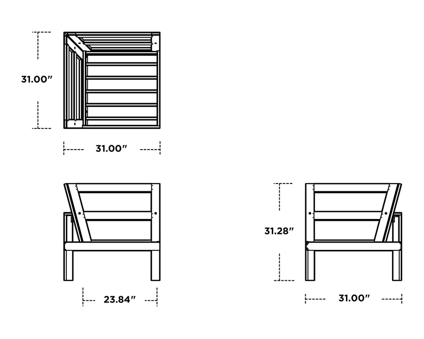Polywood Polywood Black Modular Corner Chair Black / Grey Mist Sectional Corner Chair 4604-BL145980 190609136009