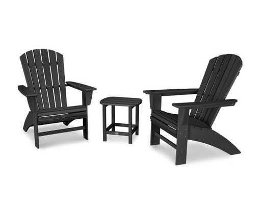 Polywood Polywood Black Nautical 3-Piece Curveback Adirondack Set Black Adirondack Chair PWS419-1-BL 190609071553