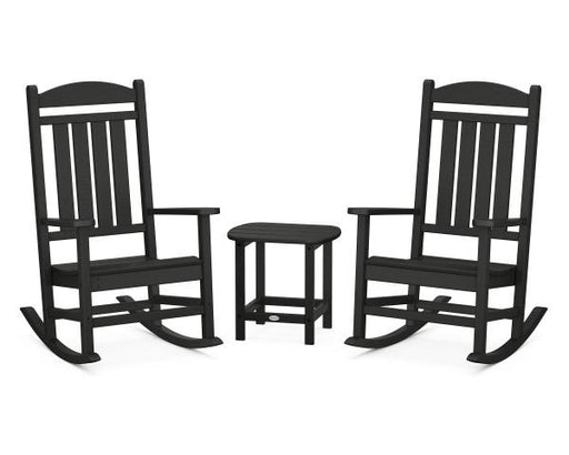 Polywood Polywood Black Presidential Rocker 3-Piece Set Black Rocking Chair PWS166-1-BL 845748070720