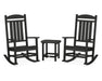 Polywood Polywood Black Presidential Rocker 3-Piece Set Black Rocking Chair PWS166-1-BL 845748070720