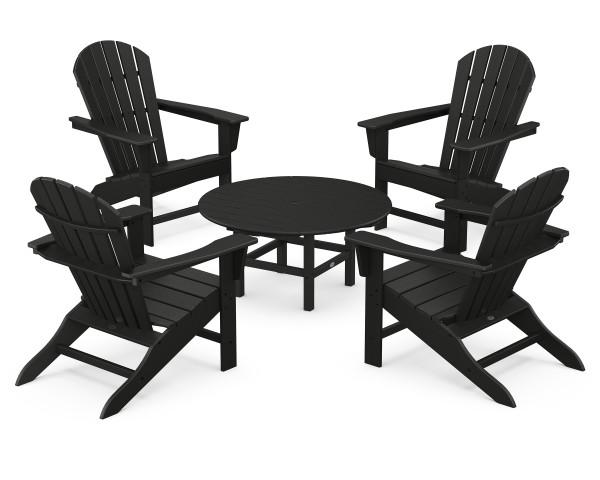Polywood Polywood Black South Beach 5-Piece Conversation Group Black Adirondack Chair PWS105-1-BL 190609038372